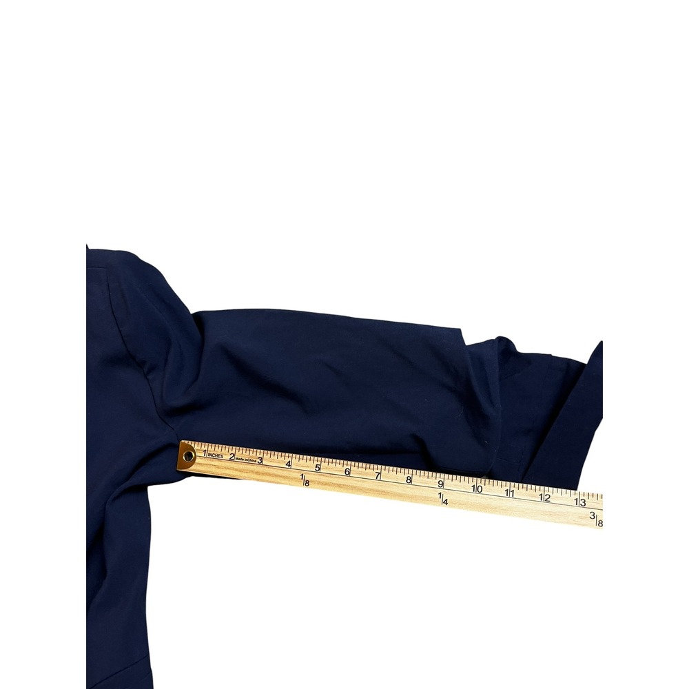 Venus Womens Navy Blue Open Front Ruched 3/4 Sleeve Shawl Collar Blazer Size 6 - Picture 8 of 11